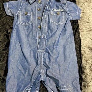Calvin Klein Kids Blue Denim Romper